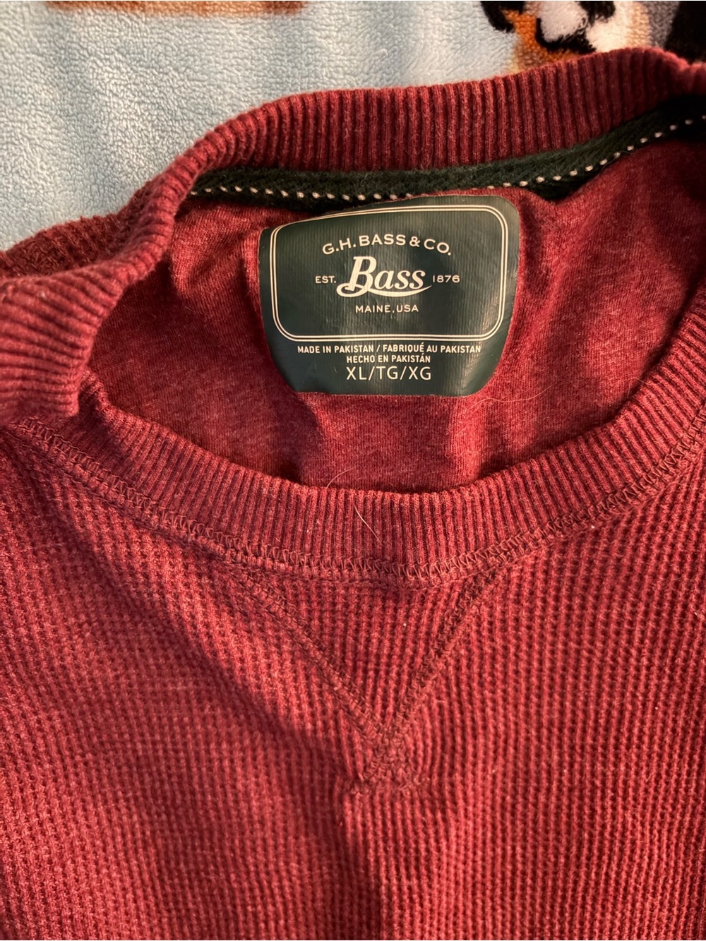 Bass Men's Maroon Crewneck Long Sleeve